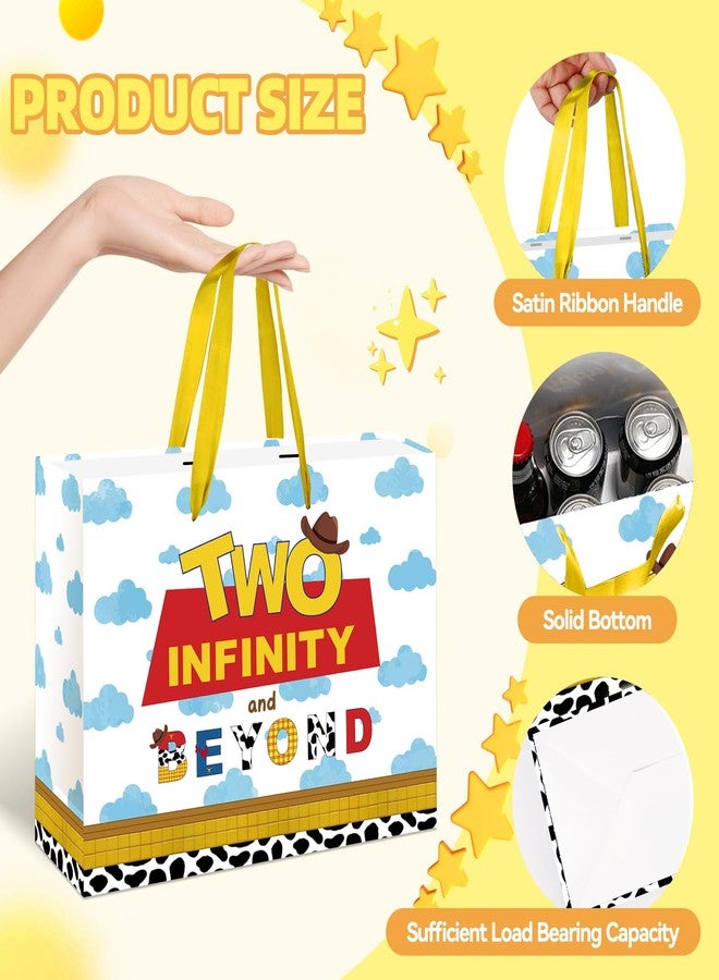 RTMISA Two Infinity and Beyond Birthday Gift Bag with Tissue Paper and Greeting Card Cartoon Story 2 Year Old Boy Birthday Gifts Wrapping Bag 2nd Birth Day Decorations Supplies - Image 3